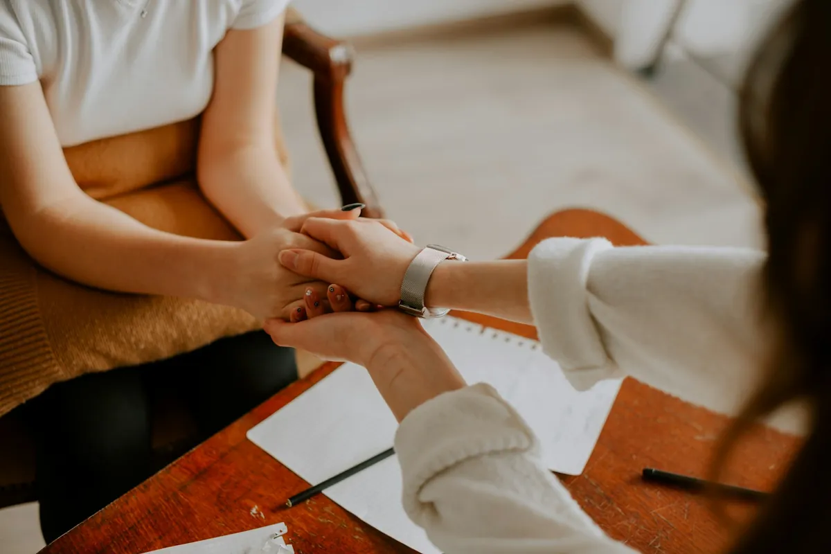 Couple talking with a therapist