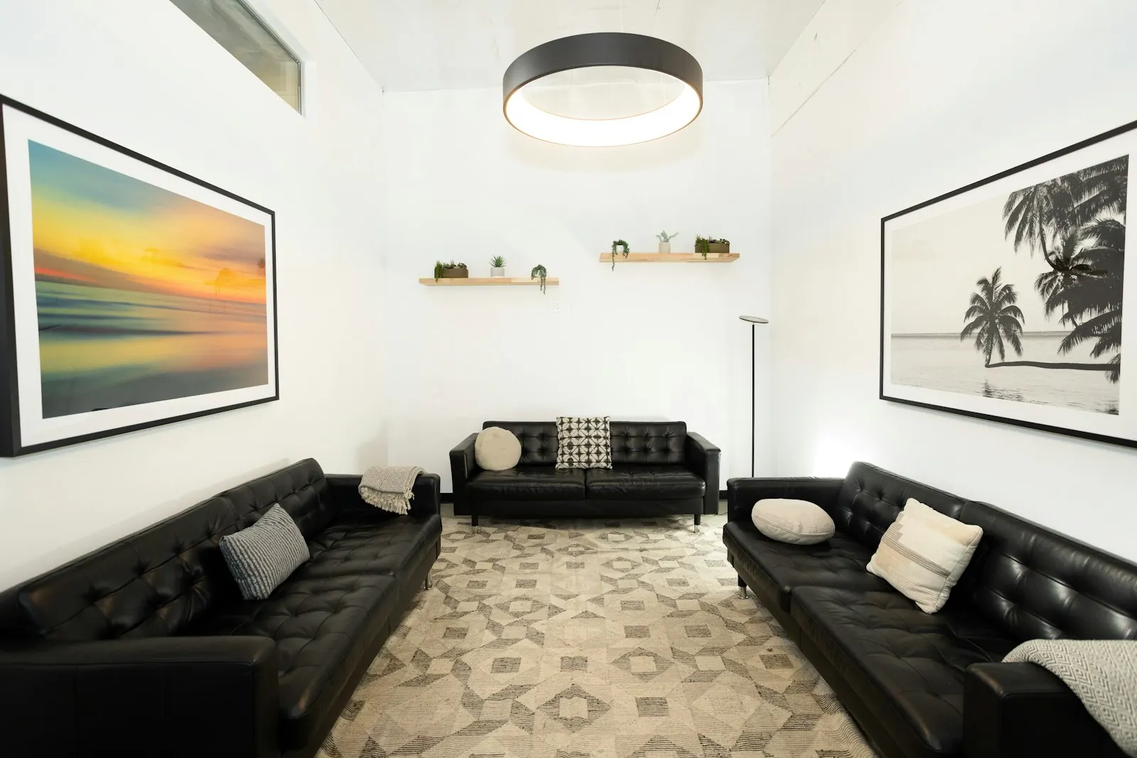 Calm room with sofas set up for a conversation