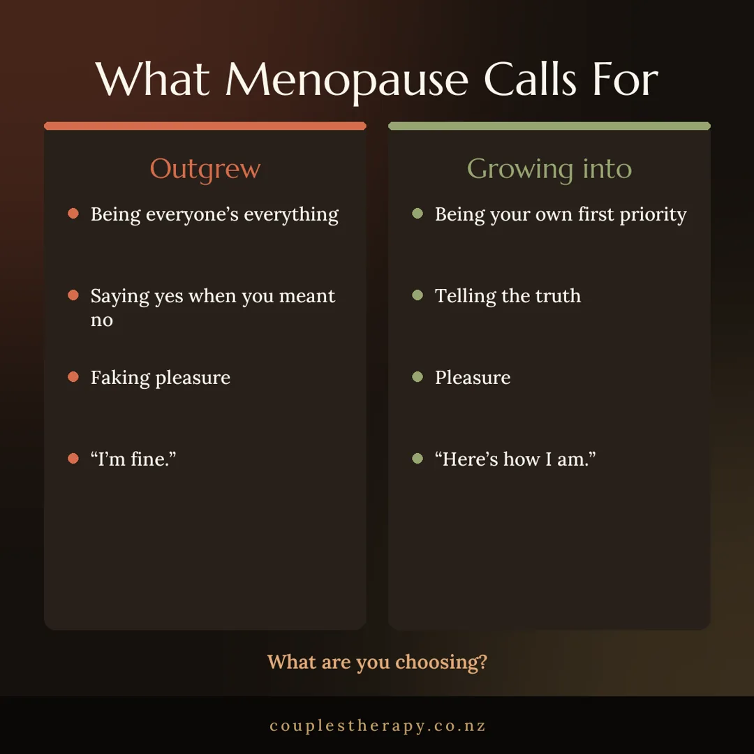 What menopause calls for: what you outgrow and what you grow into