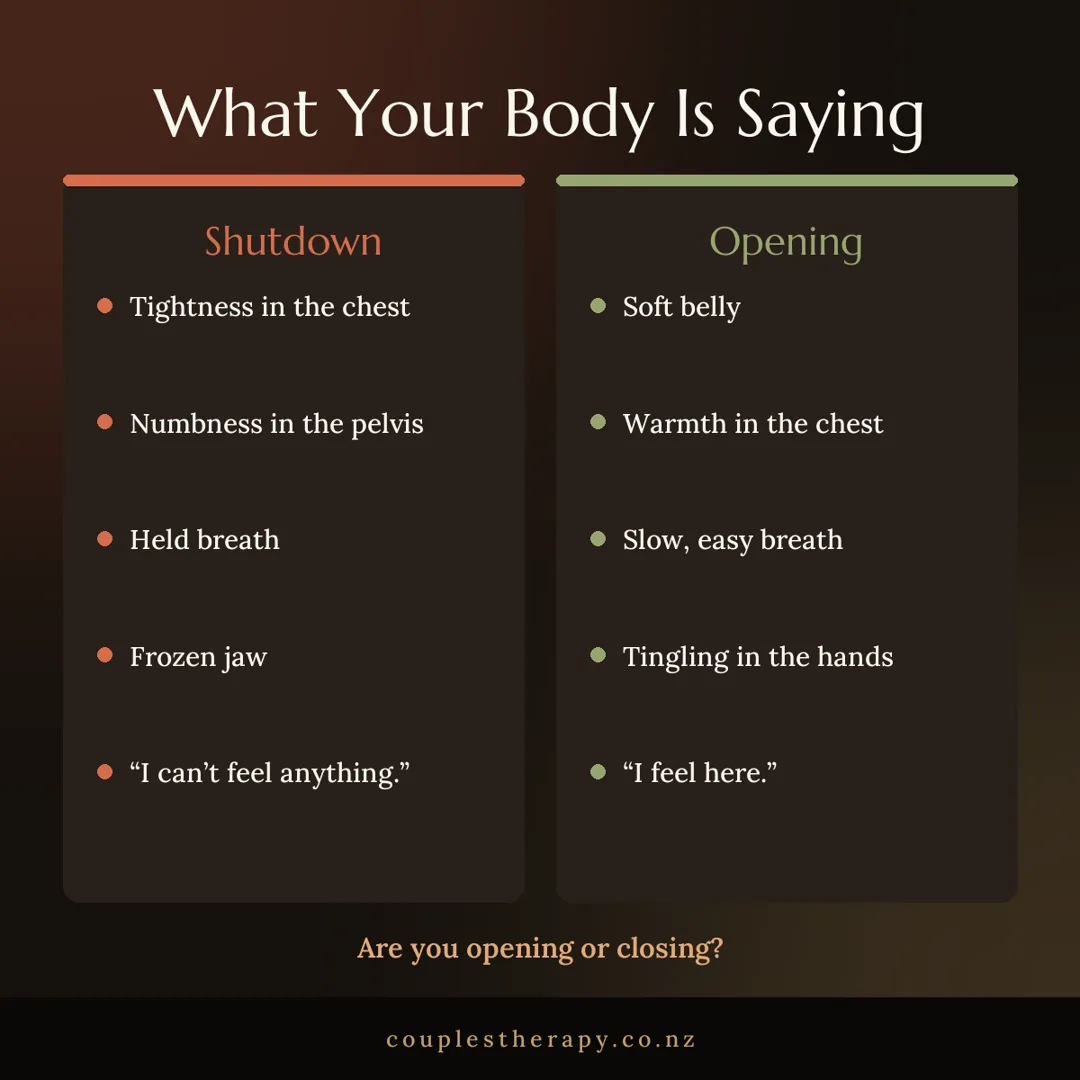 What your body is saying: signs of shutdown and signs of opening